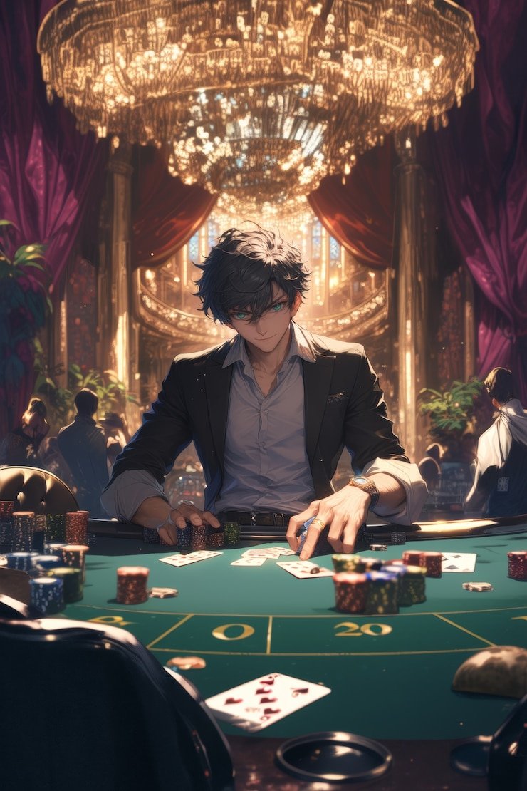 Dealer profesional disinitoto membagikan kartu Three Card Poker langsung ke pemain